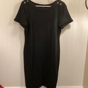 Loft boat neck black 100% cotton dress M petite